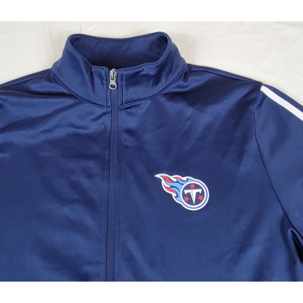 Tennessee Titans NFL Team Apparel Track Jacket Mens M Full Zip Navy White Stripe